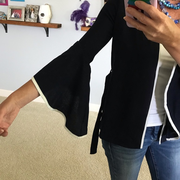 Navy Open Front Kimono Cardigan - Picture 2 of 8